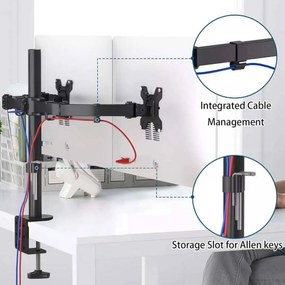 Βάση Γραφείου με Βραχίονα για 2 Οθόνες 15" έως 33" και έως 8kg