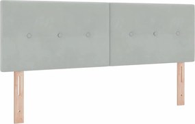 vidaXL LED κεφαλάρι με LED ταινίες φωτός Ανοιχτό γκρι 160 cm Βελούδο