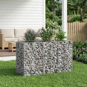 vidaXL Ανασηκωμένο κρεβάτι gabion Ασημί