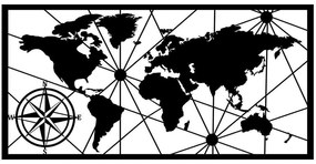 Διακοσμητικό Τοίχου World Map Medium 891TNL1759 100x50cm Black Wallity Μέταλλο