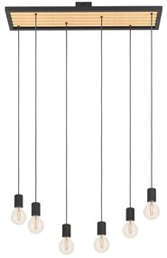 Φωτιστικό Οροφής Consett 43725 78x25x110cm 6xΕ27 40W Black-Brown Eglo Steel,Wood