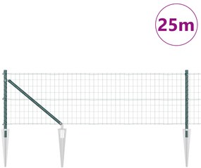 vidaXL Euro Fence με 13 Σημαδεμένους Στύλους 0.8x25 μ Γαλβανισμένο Μέταλλο Πράσινο