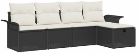 vidaXL Σετ Καναπέ Κήπου 5 pcs Μαύρο και κρεμ 251 x 117 x 85 εκ.