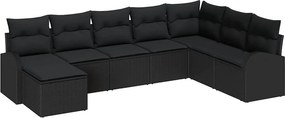 vidaXL Σετ Καναπέ Κήπου με μαξιλάρι 8 pcs Μαύρο Πολυ Ρατάν