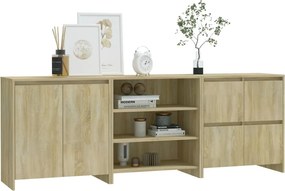 vidaXL Μπουφές 3 τεμαχίων Sonoma Δρυς από Επεξεργασμένο Ξύλο