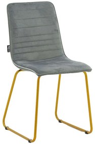 Καρέκλα Amalia 029-000134 44x55x88cm Grey-Gold Βελούδο, Μέταλλο