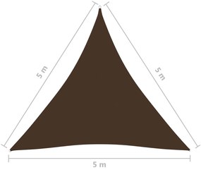 Πανί Σκίασης Τρίγωνο Καφέ 5 x 5 x 5 μ. από Ύφασμα Oxford - Καφέ
