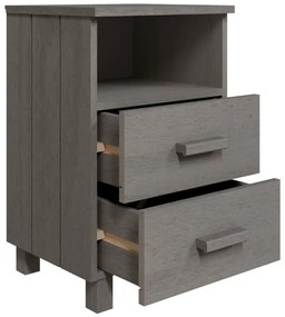 vidaXL Κομοδίνο HAMAR Ανοιχτό Γκρι 40 x 35 x 62 εκ. Μασίφ Ξύλο Πεύκου