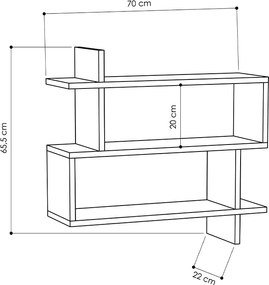 Ραφιέρα τοίχου Paralel Megapap χρώμα ανθρακί 70x22x65εκ.