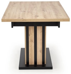 Τραπέζι Houston 1398, Artisan βελανιδιά, Μαύρο, 76x80x130cm, 56 kg, Επιμήκυνση, Πλαστικοποιημένη μοριοσανίδα | Epipla1.gr