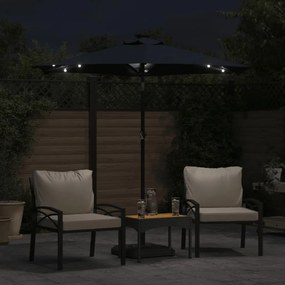 Ομπρέλα Κήπου με LED και Ατσάλινο Ιστό Μαύρη 225x225x212 εκ. - Μαύρο