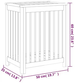 vidaXL Καλάθι Άπλυτων 50x35x60 εκ. από Μασίφ Ξύλο Teak
