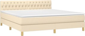vidaXL Κρεβάτι Boxspring με Στρώμα Κρεμ 180x200 εκ. Υφασμάτινο