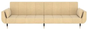 Καναπές Κρεβάτι Διθέσιος Κρεμ Βελούδινος με 2 Μαξιλάρια - Κρεμ
