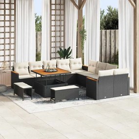 vidaXL Σετ Καναπέ Κήπου 13 pcs Μαύρο συνθετικό ρατάν