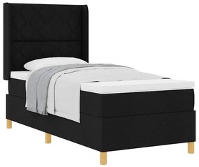 vidaXL Κρεβάτι με ελατήριο με στρώμα Μαύρο 100 x 200 cm ύφασμα