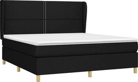 vidaXL Κρεβάτι Boxspring με Στρώμα Μαύρο 180x200 εκ. Υφασμάτινο