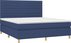 vidaXL Κρεβάτι Boxspring με Στρώμα &amp; LED Μπλε 180x200 εκ. Υφασμάτινο