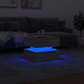 Τραπεζάκι Σαλονιού με LED Γκρι Sonoma 50 x 50 x 40 εκ. - Γκρι