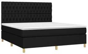 vidaXL Κρεβάτι Boxspring με Στρώμα &amp; LED Μαύρο 180x200 εκ. Υφασμάτινο