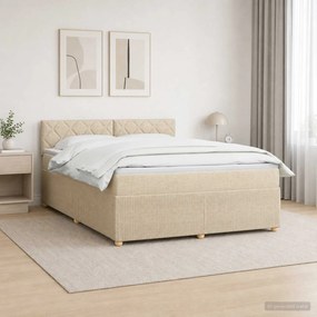 vidaXL Κρεβάτι box spring με στρώμα Κρεμ 160 x 200 cm Ύφασμα