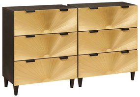 vidaXL Πλαϊνό γραφείο 2 pcs Μαύρο και Χρυσό 60 x 33 x 75 cm