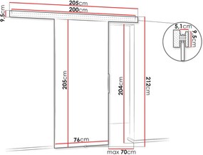 Συρόμενη πόρτα Malibu-Karudi-Μήκος: 76 εκ.
