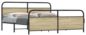 vidaXL Σκελετός Κρεβ. Χωρίς Στρώμα Sonoma Δρυς 183x213 εκ. Μεταλλικό