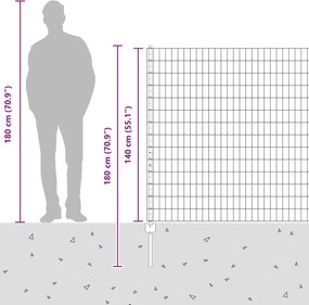 vidaXL Εξωτερικό Ευρωπαϊκό Φράχτη με Στήλη 10 x 1,4 μ Ασημί Δίχτυ