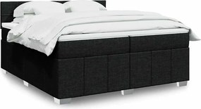 vidaXL Κρεβάτι Boxspring με Στρώμα Μαύρο 200x200 εκ. Υφασμάτινο