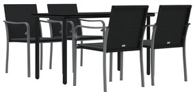 vidaXL Σετ Τραπεζαρίας Κήπου 5 τεμ. Συνθ. Ρατάν / Ατσάλι με Μαξιλάρια