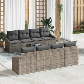 vidaXL Σετ 9 Τεμαχίων Καναπέ Κήπου με Μαξιλάρια Γκρι Στρανθετικός Ρατάν