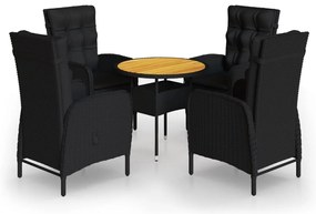 vidaXL Σετ Επίπλων Bistro Κήπου 5 τεμ. Μαύρο από Συνθετικό Ρατάν