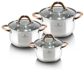 Blaumann Σετ 3 κατσαρόλες με γυάλινα καπάκια Gourmet Line BL-3247