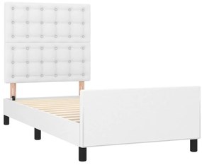 vidaXL Πλαίσιο Κρεβατιού με Κεφαλάρι Λευκό 100x200 εκ.Συνθετικό Δέρμα