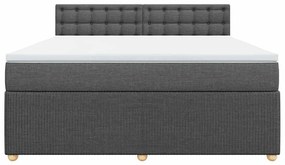 vidaXL Κρεβάτι Boxspring με Στρώμα Σκούρο Γκρι 180x200 εκ Υφασμάτιν