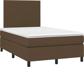 vidaXL Κρεβάτι Boxspring με Στρώμα &amp; LED Σκ.Καφέ 120x190εκ. Υφασμάτινο