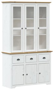 vidaXL Ντουλάπι BODO Λευκό/Καφέ 115,5x43x200,5 εκ. Μασίφ Ξύλο Πεύκου
