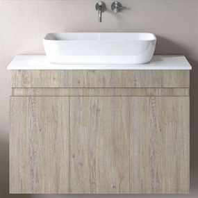 Έπιπλο Μπάνιου Πάγκος Με Νιπτήρα Omega Top S3BOMT090BO 90x46x60cm Beige Oak Πορσελάνη,Μελαμίνη