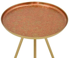 Βοηθητικό τραπέζι Jacksie Inart μπρονζέ-χρυσό μέταλλο Φ46x48εκ