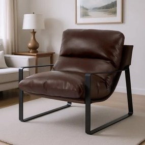 VEVOR Accent Chair Modern PU Leather Armchair with Metal Frame Living Room Brown