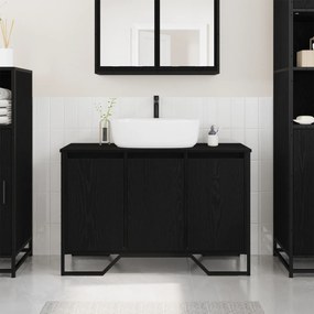 vidaXL Ντουλάπι Νιπτήρα  Μαύρη Δρυς 91x35x60 cm Επεξεργασμένο Ξύλο