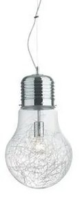 Φωτιστικό κρεμαστό LUCE MAX SP1 σχήμα λάμπα γυαλί-χρώμιο με σύρμα Ideal Lux-33662-Χρώμιο 033662