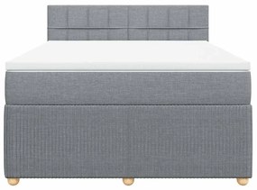 vidaXL Κρεβάτι Boxspring με Στρώμα Ανοιχτό Γκρι 140x190 εκ. Υφασμάτινο
