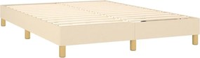 vidaXL Κρεβάτι Boxspring με Στρώμα Κρεμ 140x200 εκ. Υφασμάτινο
