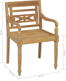 vidaXL Καρέκλες Batavia 8 τεμ. από Μασίφ Ξύλο Teak