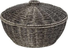 ΚΑΛΑΘΙ ΣΤΡΟΓΓ. ΜΕ ΚΑΠ. SYNTH. RATTAN ΓΚΡΙ 23Χ23Χ15ΕΚ