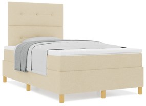 vidaXL Κρεβάτι με ελατήριο και στρώμα Κρεμ 120x200 εκ. Ύφασμα