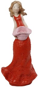 Διακοσμητικό Επιτραπέζιο Κοριτσάκι Polyresin Κόκκινο ESPIEL 14x11,5x28,5εκ. ZAX209