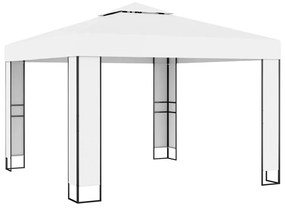 Κιόσκι με Διπλή Οροφή και Φωτάκια LED Λευκό 3 x 3 μ. - Λευκό